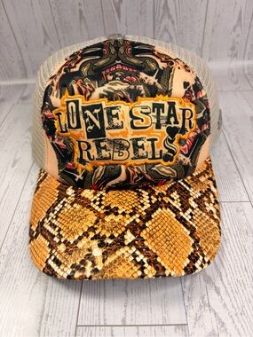 NEW WATSON Snake-Print Trucker Hat - Tan/Gold